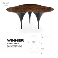Élégant ensemble table à manger en ronce de noyer noir finition brillante maison bar cuisine restaurant salon composé de marbre verre acier