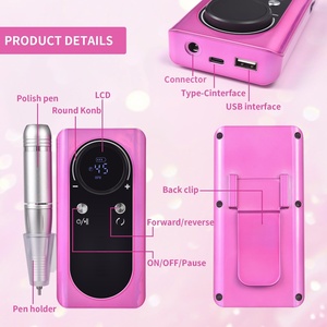 Machine à ongles électrique portable rechargeable 45000 tr/min, ponceuse à ongles pour le polissage des ongles en gel, pour la manucure à domicile et en salon - Product Image 4