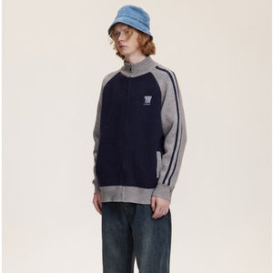 Fashion Embroidered 100% Cotton Winter Knitted Custom <b>Cardigan</b> <b>Men</b> Stand Collar <b>Zip</b>-<b>Up</b> Oversized Unisex Sweater - Product Image 3