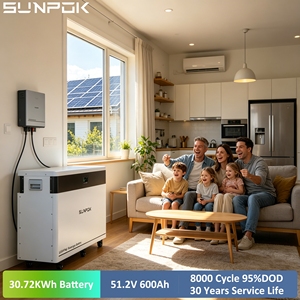 Sunpok 30KWh 600Ah 51.2V แบตเตอรี่ Lifepo4 <span class=keywords><strong>30Kw</strong></span> 8000รอบ Lifepo4ลิเธียมพลังงานแสงอาทิตย์แบบเคลื่อนย้ายได้ติดพื้นเก็บพลังงานในบ้าน - Product Image 1