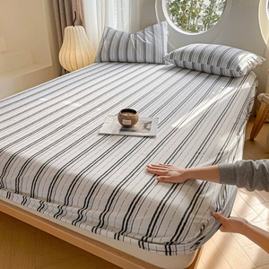 Parure de draps <span class=keywords><strong>en</strong></span> <span class=keywords><strong>percale</strong></span> 100 % coton biologique, soie naturelle, poches profondes, taille King, avec taies d'oreiller et <span class=keywords><strong>drap</strong></span>-housse rayé - Product Image 2