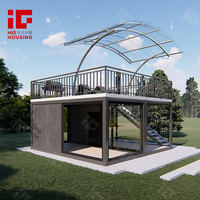 Maison d'été préfabriquée de luxe, design moderne, nouvelle usine, chambre de jardin, cour, mur en verre, salon, hôtel, maison, bureau préfabriqué