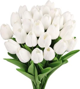 White Artificial Tulip Silk Loose <b>Flowers</b> for Mother's Day Easter Valentine Gifts in Home Kitchen Wedding Decorations - Product Image 1