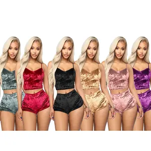 Pigiama di natale verde da donna all'ingrosso Plus size tessuto di velluto di bambù caldo Set di 2 pezzi intimo sexy intimo panty