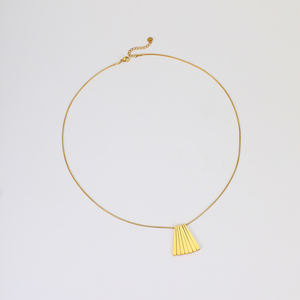 High Quality Waterproof Stainless Steel Jewelry Geometry Contemporary <b>String</b> Sector Shape Charms Snake Chain Pendant Necklace - Product Image 3