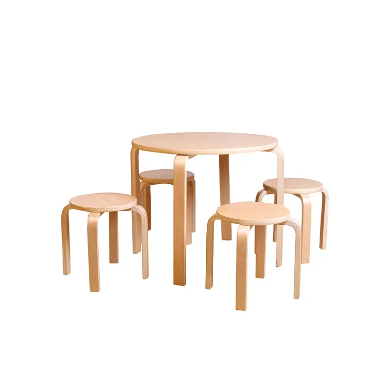 Homish conjunto de mesa e cadeira de madeira HHMS-010, redonda, mesa de crianças, móveis de jardim de infância