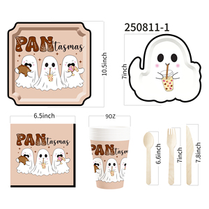 DAMAI New Model Ghost square Plate Paper Themed Disposable Paper Plate and Paper Cup for Halloween Party Supply - Product Image 3