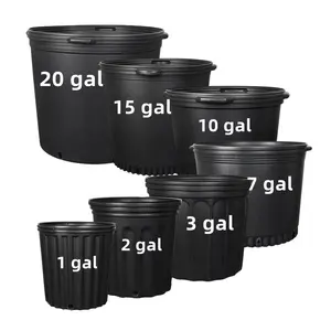 Huajin 1 -25 Gallon Alle Grootte Blaas Spuitgieten Zwart Hdpe Pp Plastic Kwekerij Potten Voor Plant