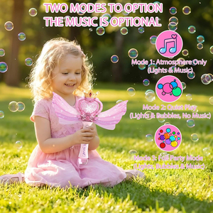Machine <span class=keywords><strong>à</strong></span> bulles lumineuse pour enfants avec musique et ailes détachables, anti-fuite, baguette <span class=keywords><strong>à</strong></span> bulles portable Princesse - Product Image 2