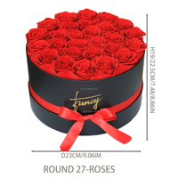 Boîte Cadeau Ronde en Velours avec Rose Éternelle Préservée, Décoration Artisanale pour Mariage, Maison, Noël ou Halloween