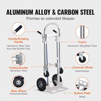 Chariot pliant robuste en aluminium, chariot à main, chariot à plateforme, capacité OEM 800 LBS, 2 roues, argent, usage industriel et commercial
