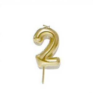 Party Love Golden No. 2 bougies de 6 cm pour la décoration de gâteaux, modèle 8445178008977, fabriquées en Chine - Product Image 1