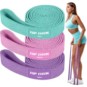 Custom Logo Gym Exercise Loop Cotton Fabric Pull Up Assist Long Resistance Bands Set