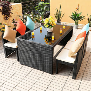 طاولة وكرسي من الخيزران الهندي بتصميم مشهور ، طقم نسج من الأثاث الخارجي - Product Image 3