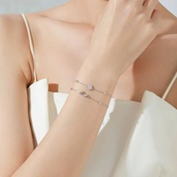 Bracelet de charme en argent sterling 925 plaqué rhodium avec zircon, bijoux délicats de luxe pour femmes, vente en gros