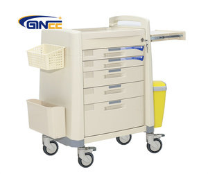 Ginee 의료 ABS 소재 알루미늄 합금 기둥 서랍이있는 비상 트롤리 실용적이고 아름답습니다 - Product Image 5