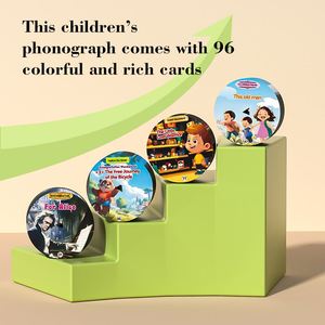 Mini gramophone musical Zhorya avec 96 cartes, machine à histoires pour enfants, lecteur de musique, phonographe, disque vinyle - Product Image 5