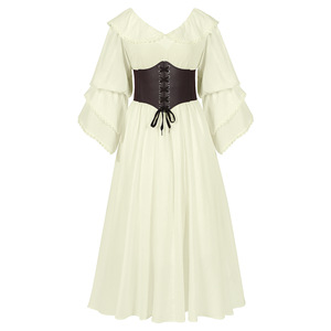 Vestido Medieval <span class=keywords><strong>de</strong></span> Época Renacentista para <span class=keywords><strong>Mujer</strong></span>, Disfraz <span class=keywords><strong>de</strong></span> Hada Élfica Victoriana con Cuello en V, Vestido Retro para Cosplay y Fiestas con Cintura Ajustada - Product Image 2
