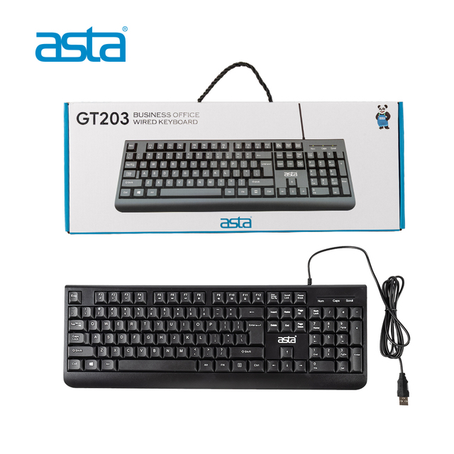 ASTA Factory Waterproof 104 Wired Keyboard Black ABS USB for Laptop Desktop Office Use FN Function Keys Custom Logo Package