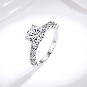 Anillo de moissanita de Plata de Ley 925 de 2 quilates, joyería de diamantes de cuatro puntas, anillo de bodas de amor para siempre para mujer - Product Image 3