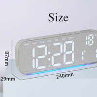 Jam Alarm Digital LED Motif Kayu Kain Pelapis Meja Senyap Alarm Ganda Lampu Atmosfer RGB Kecerahan Dapat Diatur Suhu Tanggal
