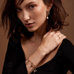 Emnel-colgante de plata de ley reciclada con forma de estrella, pulsera clásica de oro de 18 quilates con abalorio de piedra de nacimiento - Product Image 3