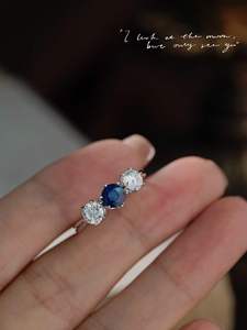 Anillo de Boda Xinfly con Diamantes de Moissanita y Zafiro Personalizados, Oro Blanco Real de 18k - Product Image 3