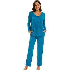 Ensemble de pyjamas pour femmes personnalisés, vêtements de nuit à manches longues, 2 pièces, viscose de bambou, vêtements de détente doux, tailles S à XXL - Product Image 3