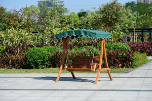 Nouveaux produits étanche 2 sièges meubles en bois massif Resort hôtel arrière-cour suspendu extérieur patio jardin balançoire chaise - Product Image 4
