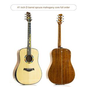 กีตาร์โปร่งอะคูสติกแบบถือขนาด 41 นิ้ว คุณภาพสูง ทำจากไม้แท้ทั้งตัว พร้อมวัสดุหลังและข้างทำจากไม้มะฮอกกานี - Product Image 4
