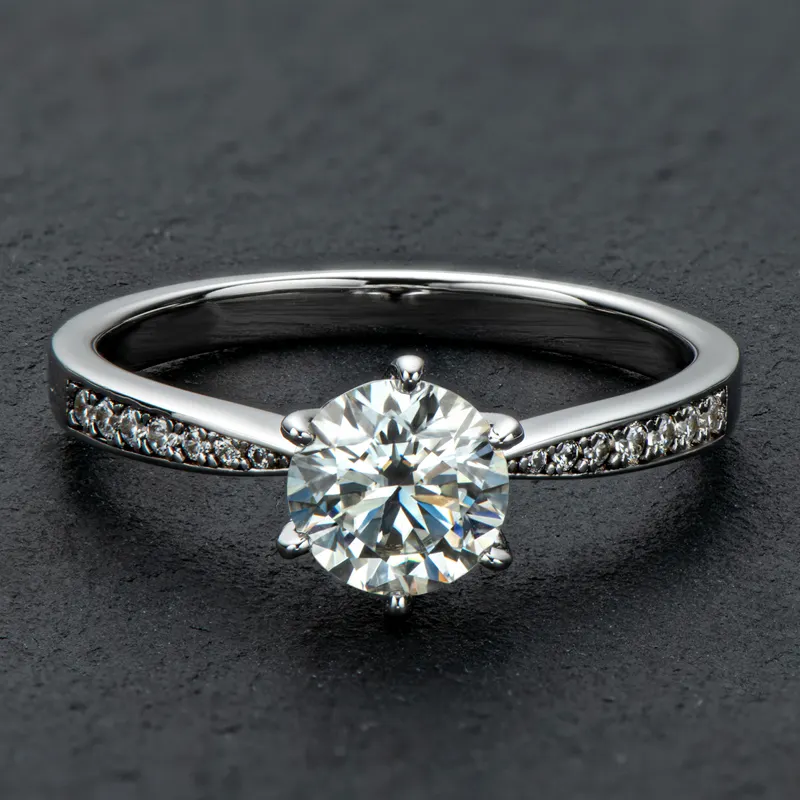 Anelli di gioielli di moda 925 in argento Sterling Moissanite anello di fidanzamento matrimonio con diamante solitario 2ct anelli di Moissanite