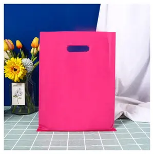 Small Size Glossy Merchandise Retail Shopping Bags Royal Blue Pink Teal Colors 100% Recyclable Plastic Bags Environmentally