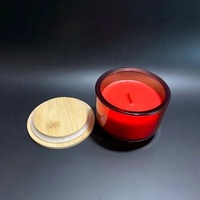 Bougie en verre parfumée de couleur rouge bougie à mèche en bois arôme fraise bougie cadeau