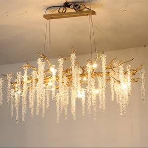 Un pezzo di <span class=keywords><strong>luce</strong></span> moderna lampadario di cristallo di lusso per sala da pranzo camera da letto in ottone ramo di grano d'uva <span class=keywords><strong>lampadari</strong></span> - Product Image 4