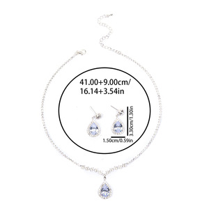 Water Drop Earrings/<b>Bracelet</b> <b>Set</b> Silver Crystal Pendant Antique Silver Plated Classic Women's Party Jewelry Fashion Accessories - Product Image 5