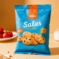 Échantillon gratuit imprimé personnalisé Emballage en plastique pour biscuits et biscuits Pochette scellée à l'arrière Paquet en mylar étanche à l'humidité et au soleil