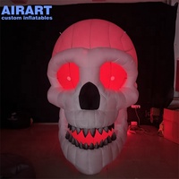 Crâne géant gonflable personnalisé lumineux, avec lumières LED intégrées, tête de squelette gonflable d'horreur pour le festival d'Halloween