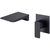Robinet de salle de bain mural moderne noir en acier inoxydable, mitigeur monocommande eau chaude et froide