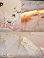Peinture décorative encadrée moderne de luxe léger, paysage de montagne avec cerf en 3D, pour mur de fond de canapé de salon intérieur