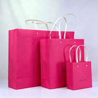 Sac en papier cosmétique écologique avec cordon de serrage, poignée en plastique, pour parfums, chaussures, lotions, maquillage, couleur magenta