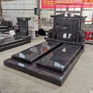 American Style High Polished Grey and Black Marble <strong>Tombstone</strong> New <strong>Design</strong> <strong>Double</strong> Gravestone and <strong>Double</strong> <strong>Tombstone</strong> - Product Image 2