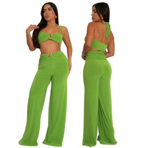 Ensemble de pantalons deux pièces sans bretelles Sexy pour femmes couleur unie transfrontalière pour la mode européenne américaine AliExpress pour <span class=keywords><strong>Amazon</strong></span> nouveau - Product Image 4