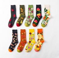 SOXTOWN coloré fleur Design de mode équipage fil teint tricot respirant décontracté hommes coton robe chaussettes