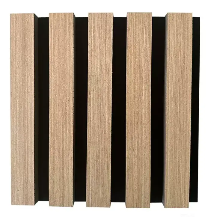 पॉलिएस्टर फाइबर ध्वनिक लकड़ी पट्टी दीवार पैनल शोर में कमी पीईटी ध्वनिक दीवार पैनल की सर्वोत्तम कीमत