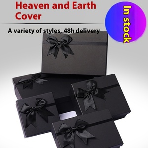 Black High-End <b>Large</b> Capacity Scarf <b>Gift</b> Souvenir Rigid <b>Box</b> Bowknot Top Bottom Cover Recycled Materials Stamping Printing Stock - Product Image 5