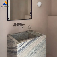 Vasque de salle de bain élégante en marbre KT STONE avec rangement, design moderne, durable et facile à nettoyer pour l'amélioration de l'habitat