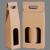 Boîte à vin personnalisée en carton ondulé avec poignée, emballage cadeau pour 1/2/3 bouteilles, boîte à vin en kraft