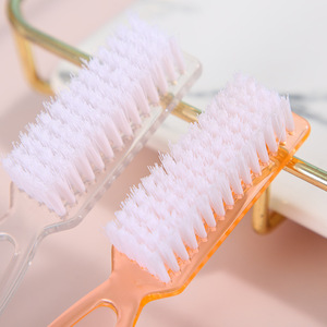 Cepillo de limpieza para uñas, 14,5x2,5x2,2 cm, pelo sintético plano, naranja transparente, para uso en decoración de uñas y belleza - Product Image 1