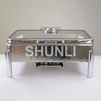 Plat à réchaud en acier inoxydable avec marques de marteau uniques, chauffe-plats pour hôtels et restaurants, ensemble de buffet de luxe moderne et royal