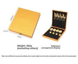 Set di posate di lusso in acciaio inossidabile dal design retrò portoghese, 16 pezzi, con coltello da bistecca, forchetta e cucchiaio lucidati a specchio, in scatola regalo in legno dorato - Product Image 4